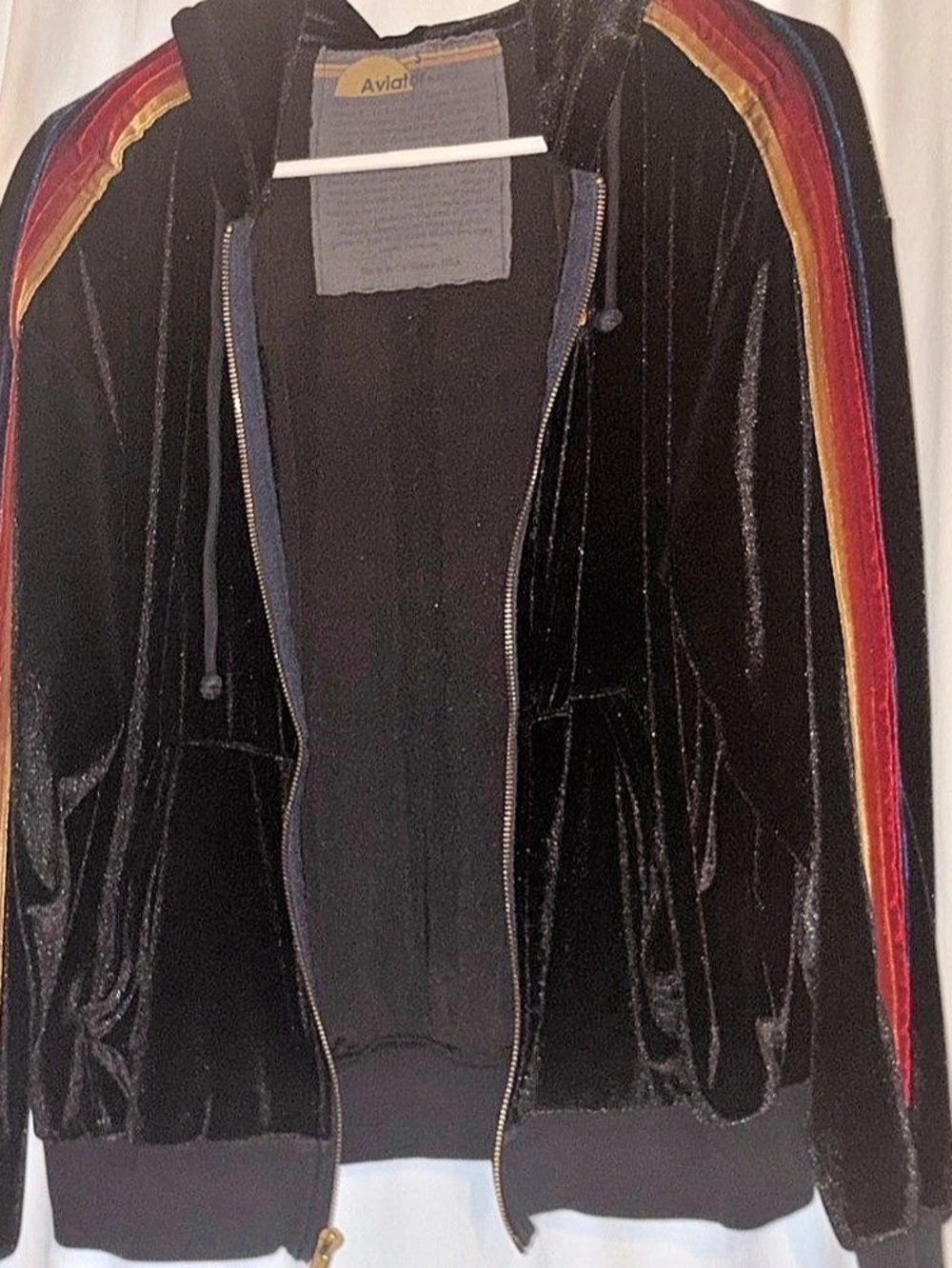 Aviator Color Block Bomber Jacket in Black & Red Like New
